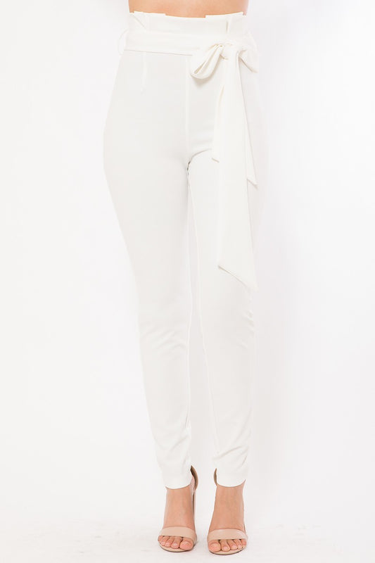 Fashion High-Waist Skinny Pants - White