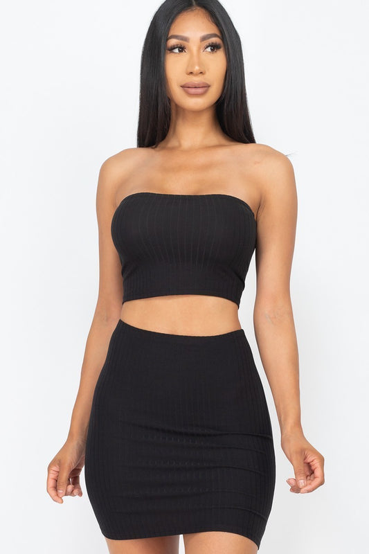 Ribbed Tube-Top & Mini Skirt Set