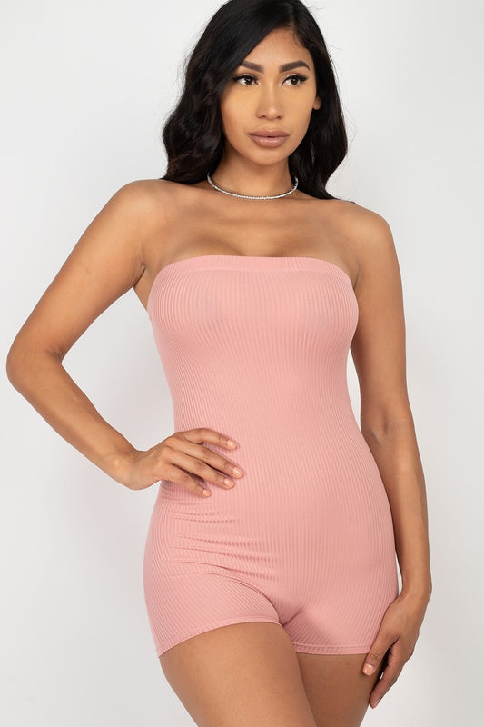 Fitted Tube Romper - Mauve