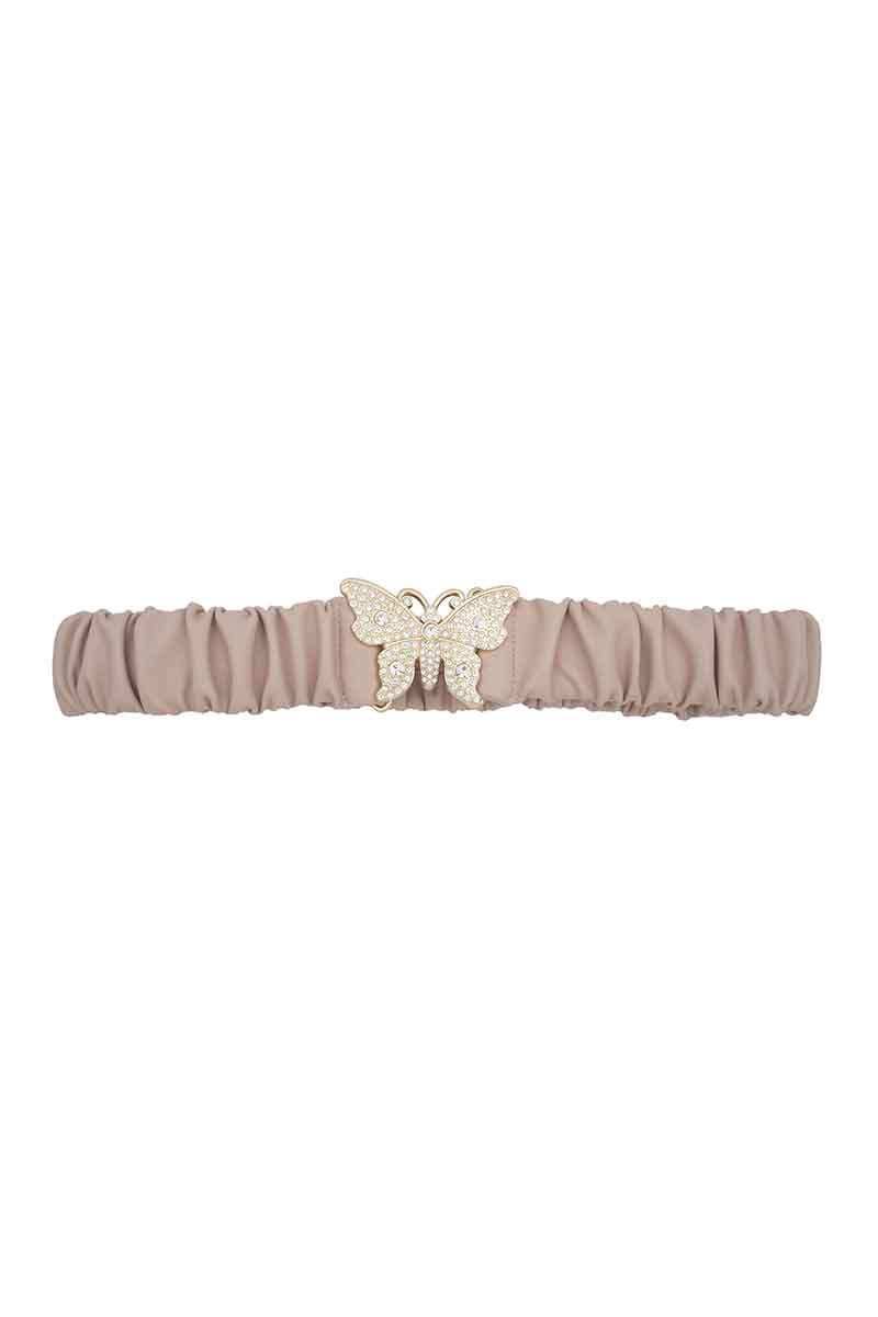 Rhinestones Butterfly Ruched Elastic Belt
