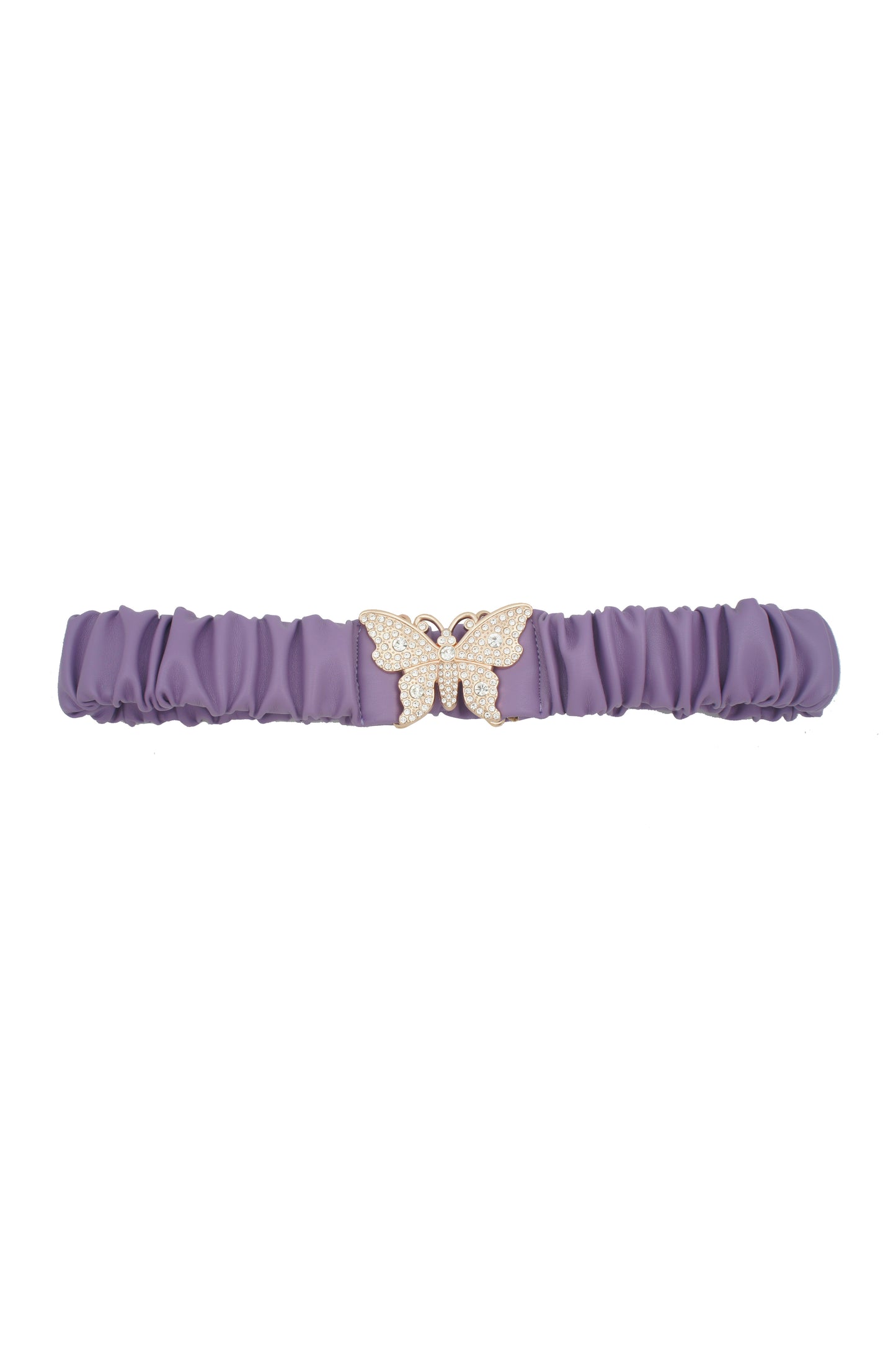 Rhinestones Butterfly Ruched Elastic Belt