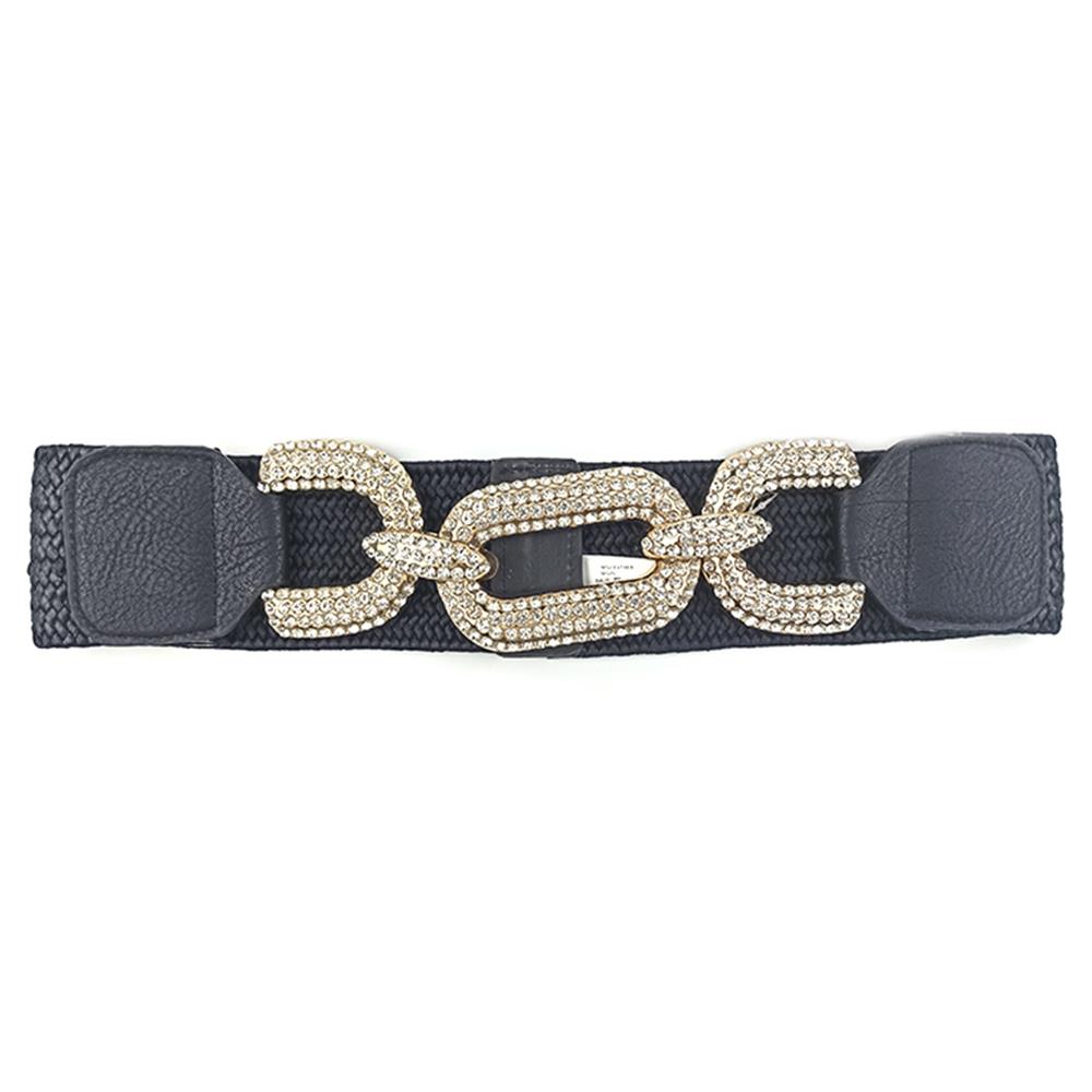 Rhinestones Buckle Elastic Belt