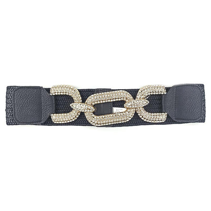 Rhinestones Buckle Elastic Belt