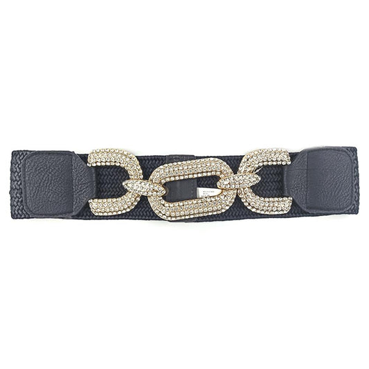 Rhinestones Buckle Elastic Belt
