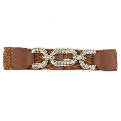 Rhinestones Buckle Elastic Belt