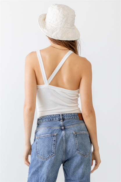 Ribbed V-Strap Back Bodysuit