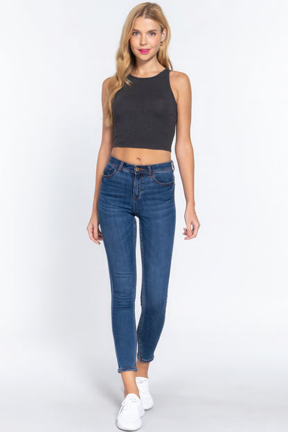 Halter Neck Crop-Top - Charcoal