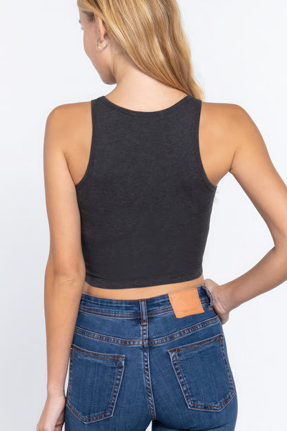 Halter Neck Crop-Top - Charcoal