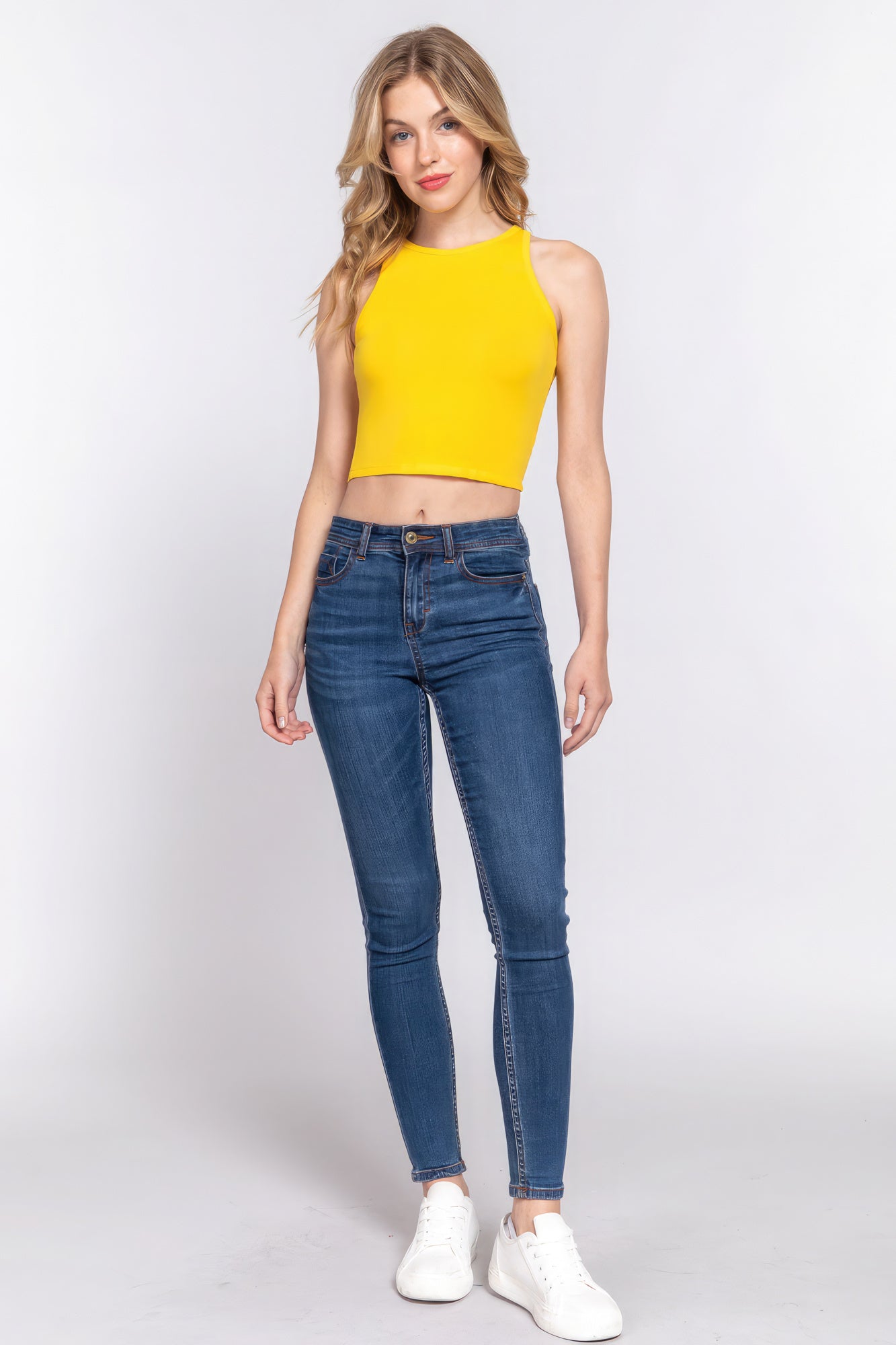 Halter Neck Crop-Top - Yellow-Gold