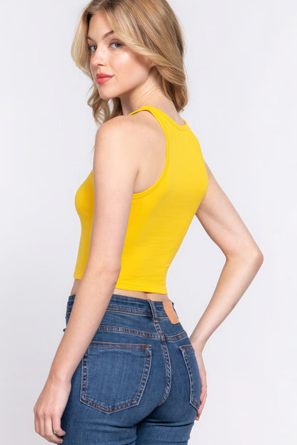 Halter Neck Crop-Top - Yellow-Gold