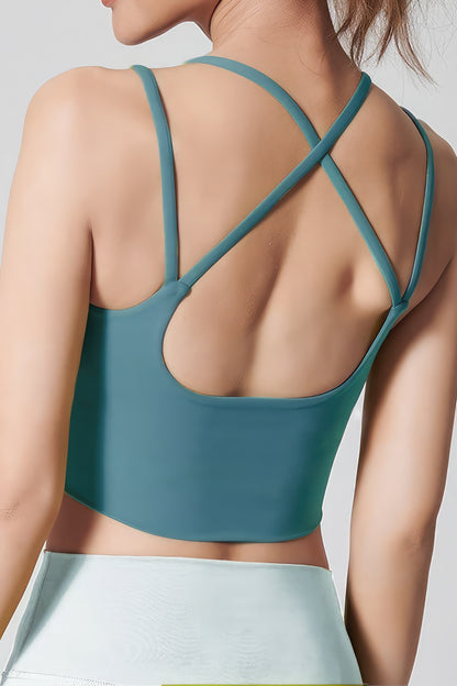 Solid Color Sports Bra Crop - Blue