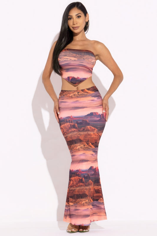 Printed Tube-Top & Maxi Skirt Set
