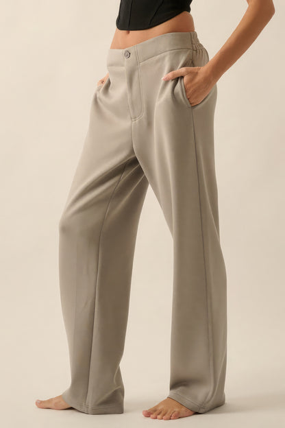High-Waist Button Zip-Up Pants