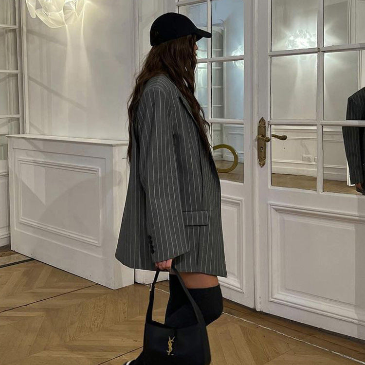 Pinstripe Blazer & Skirt Set (7524279943256)