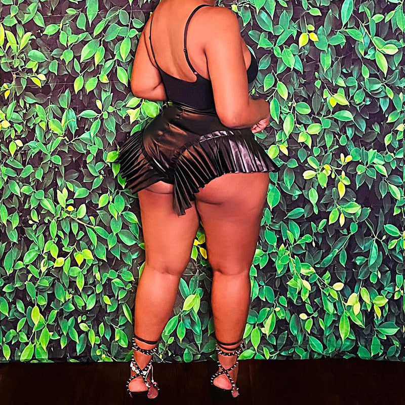 Leather Frill - Super Short Shorts (7516490465368)