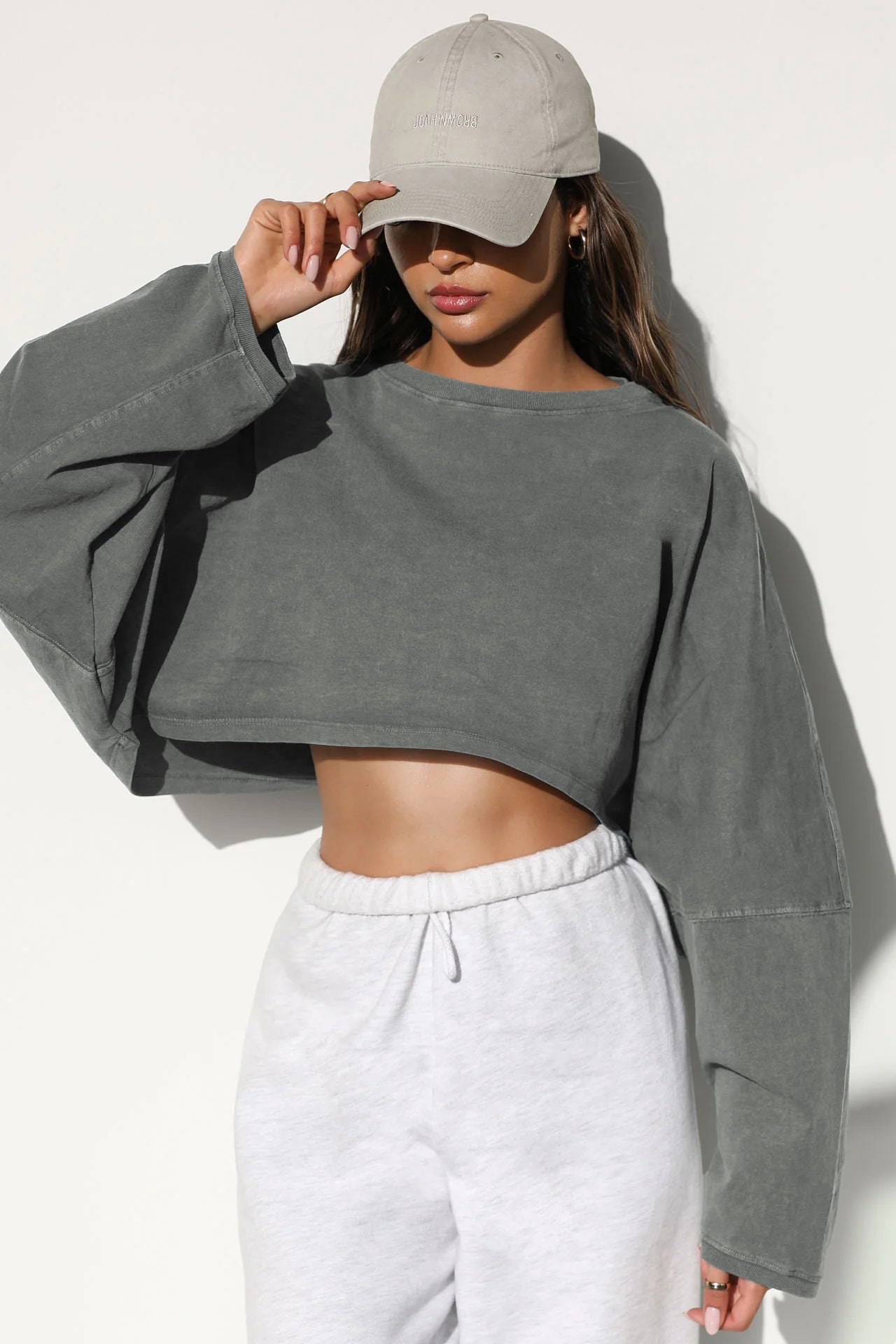 Knitwear With Bottoming Crop-Top Sweater - Round Neck Long Sleeves (7517821861976)