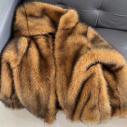 Faux Fur Western Mid-Length Coat