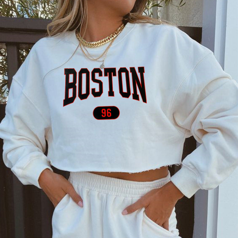 BOSTON Graphic Printing Cropped Long Sleeves Sweater (7517821632600)