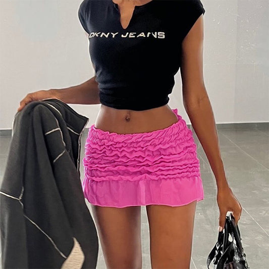Wave Pattern High-Waist Sheath Skirt