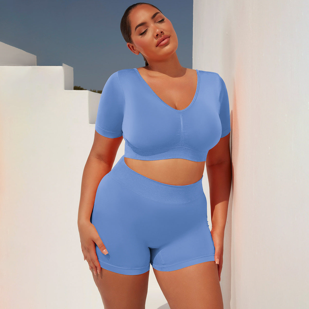 Short Sleeves Top & Shorts - Yoga Set (7516860416088)