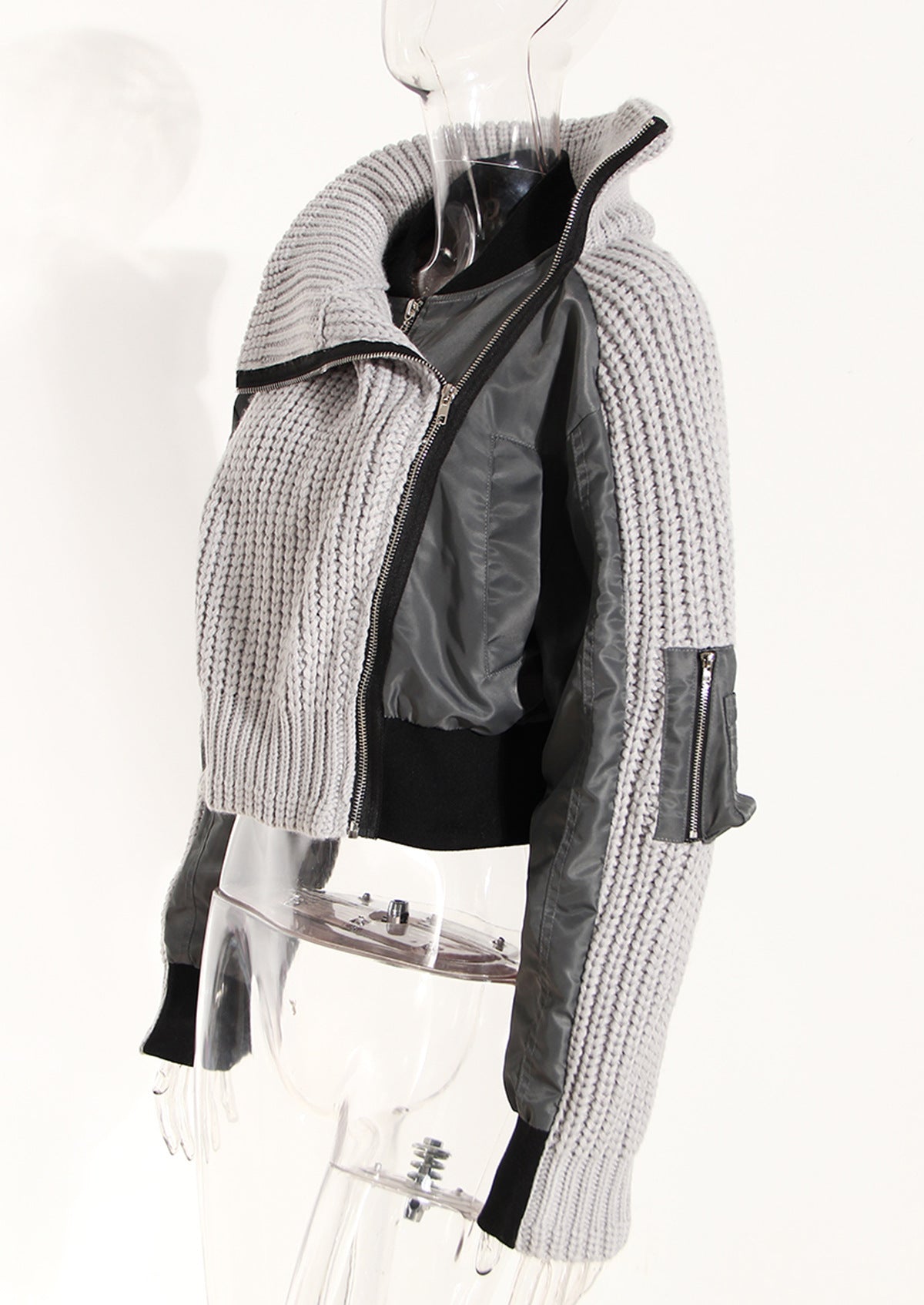 Good Cheap - Knitting-Stitching - Varsity Thickened Asymmetric Jacket Coat (7516614951000)