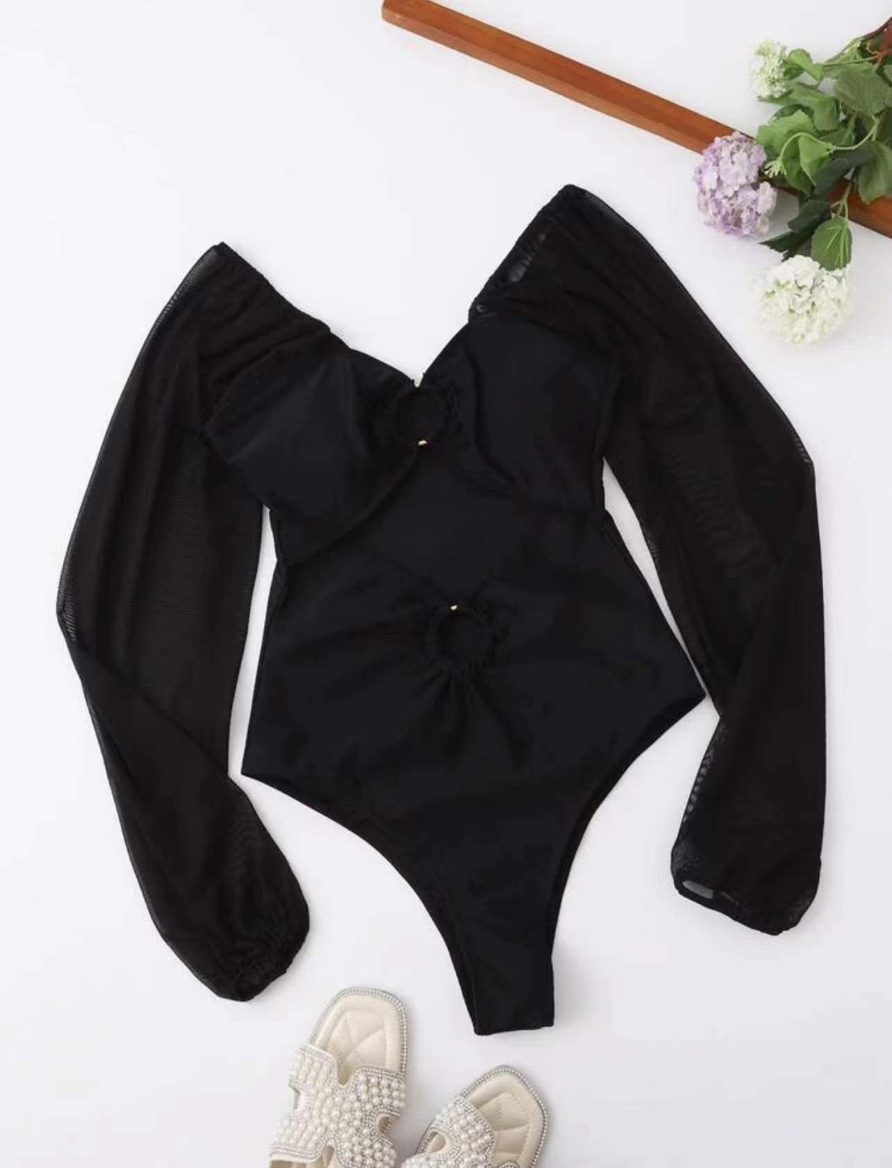 Long-Sleeves One-Piece Bikini (7516577923160)