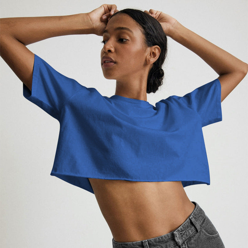 Cotton Solid Color Crop-Top