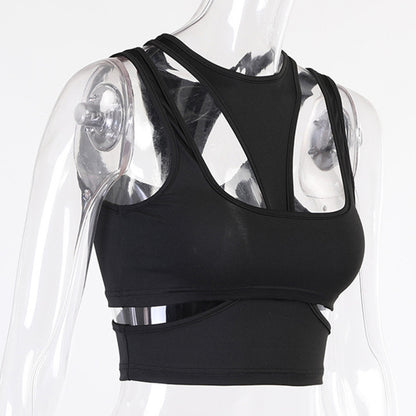 Hollow-Out Cut-Out Sling Cross Tank-Top