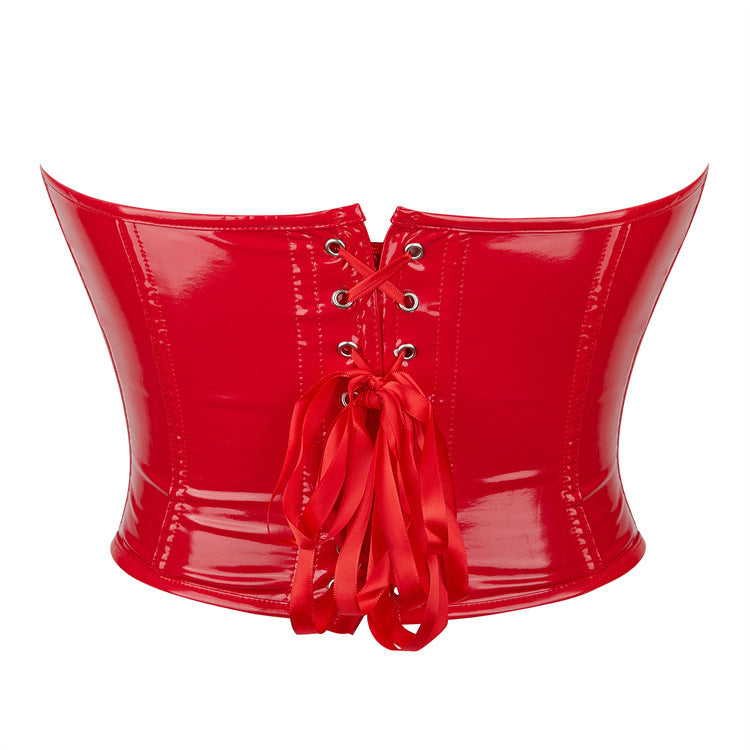 Red Leather Crop-Top (7516557639768)