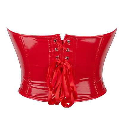 Red Leather Crop-Top (7516557639768)