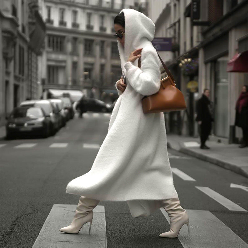 Solid Color Loose Hooded Bejirog Warm Trench
