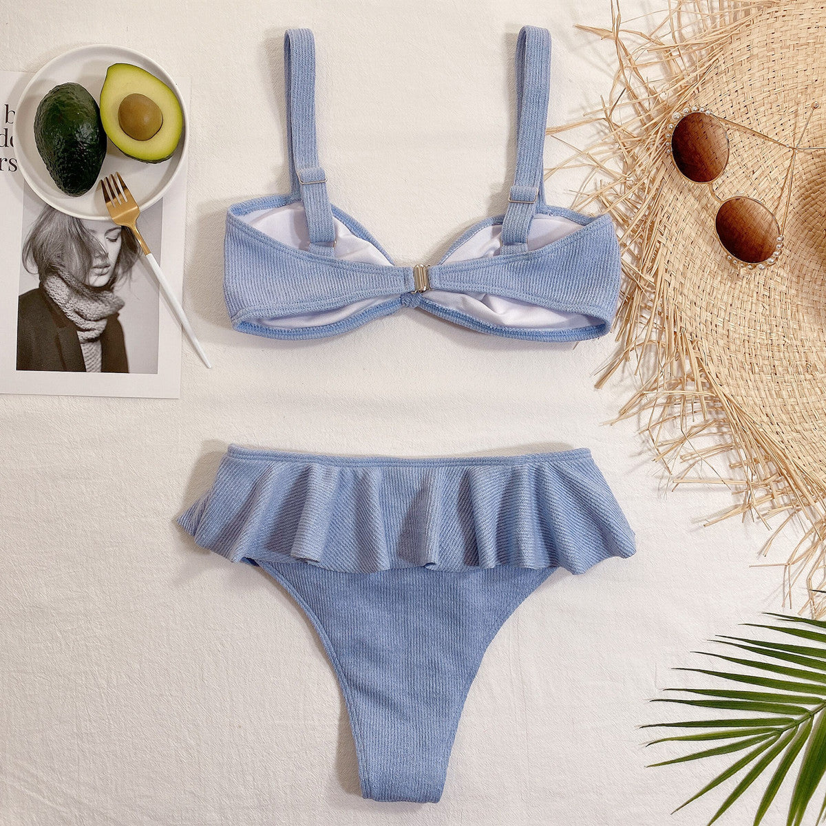 Ruffled Mini-Mini Skirt & Bow-Knot Bikini (7516579725400)
