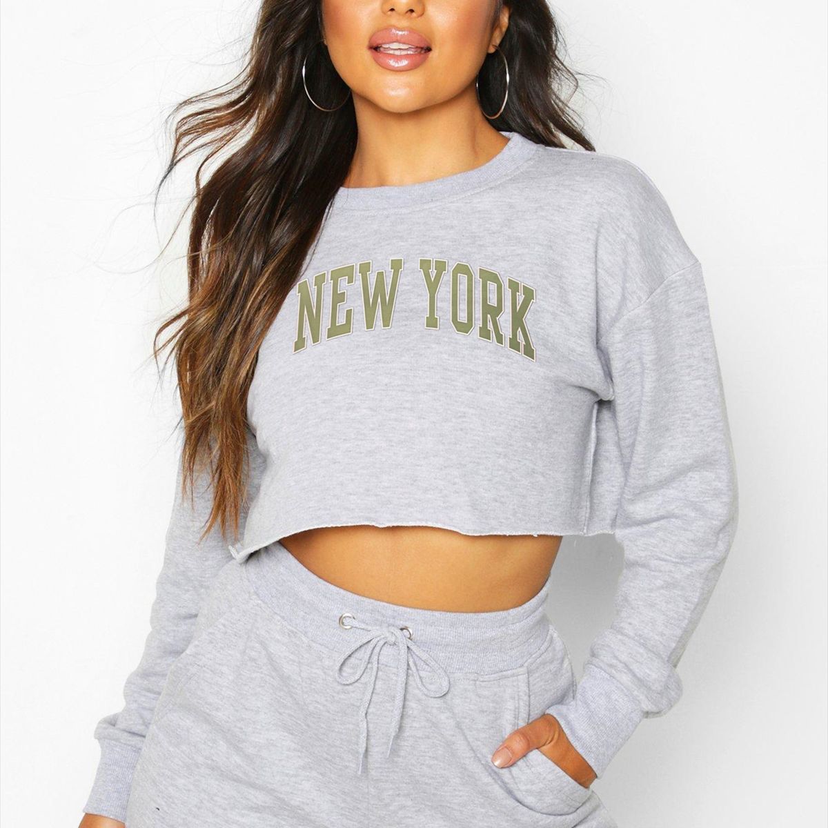 NEW YORK - Graphic Printing Loose Crop-Top Long Sleeves Sweater (7517822648408)