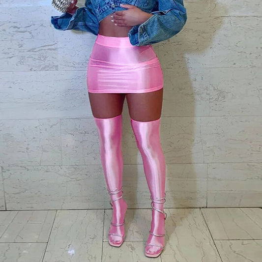 Metallic Skirt & Metallic Socks Set - Metallic Coated Solid Color (7517779984472)