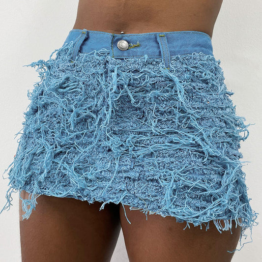 Tassels - Denim Skirt (7520597016664)