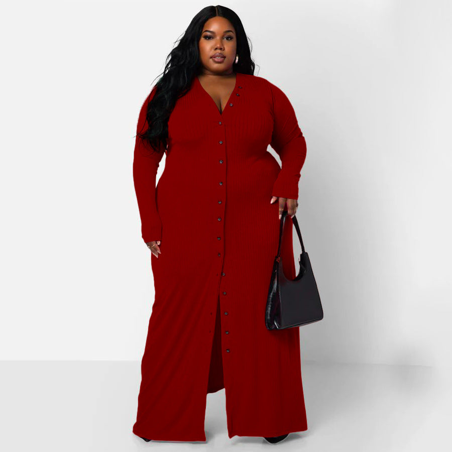 Plus-Size Stripe Split Dress