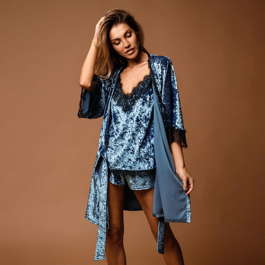 Nightgown Three-Piece Lace Set