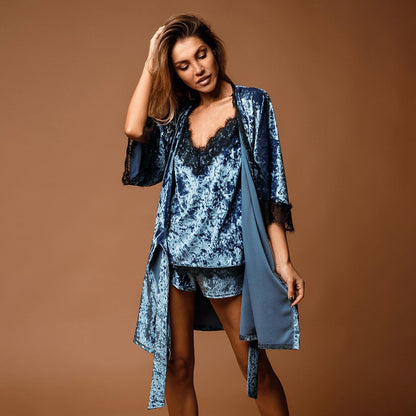 Nightgown Three-Piece Lace Set