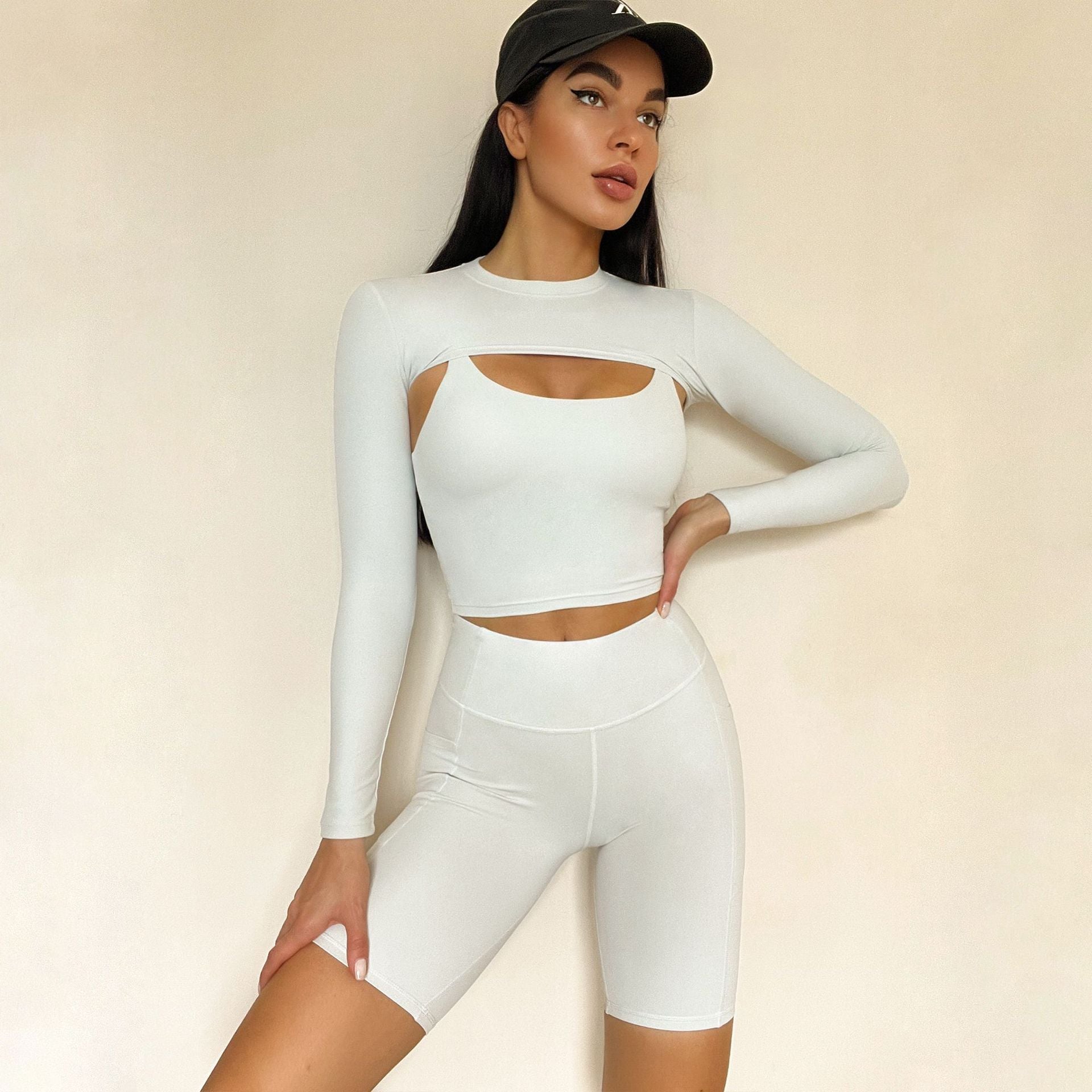 Sling Long Sleeves - T-Shirt Shorts Three-Piece Set (7516865724504)