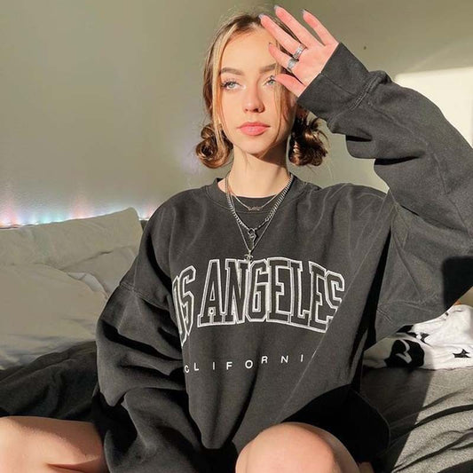 Sweater Comfy - Graphic Printed Fleece Round Neck Loose Long Sleeves Sweater (7517819961432)