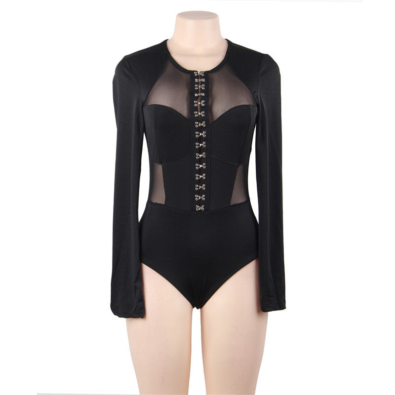 Mesh Leotard Bodysuit - Long Sleeves (7517844865112)