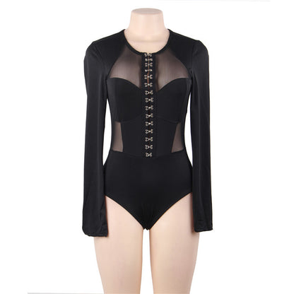 Mesh Leotard Bodysuit - Long Sleeves (7517844865112)