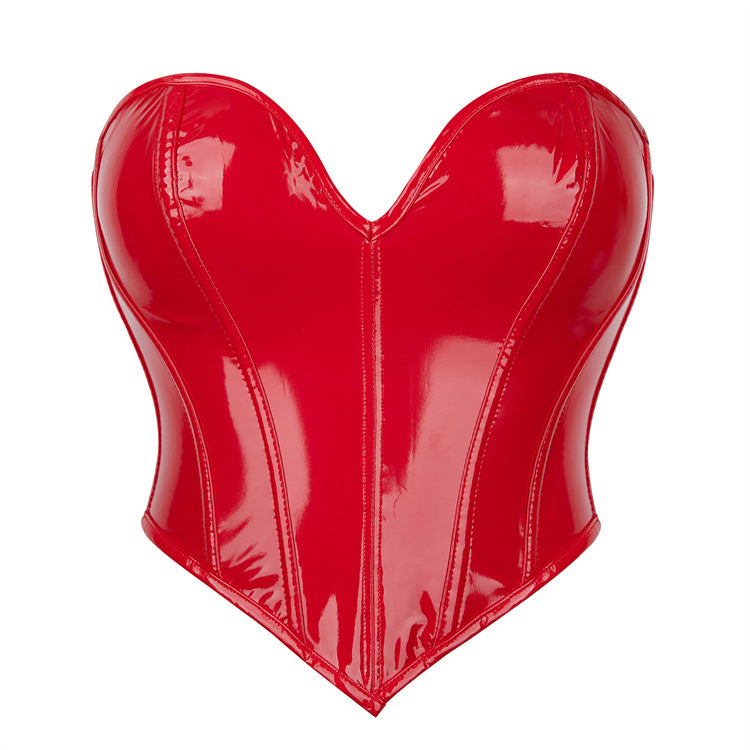 Red Leather Crop-Top (7516557639768)
