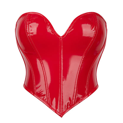 Red Leather Crop-Top (7516557639768)