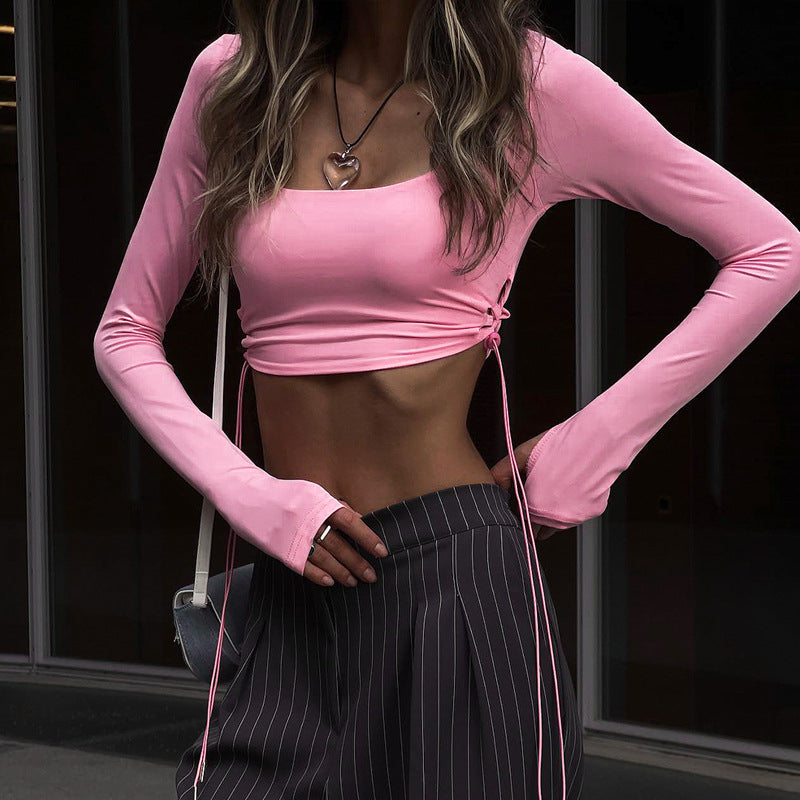 U-Collar - Crop Top Pink (7516557344856)