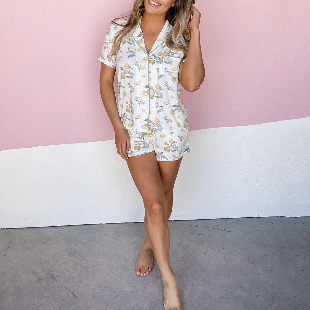 Printed Short-Sleeves Pajamas Set