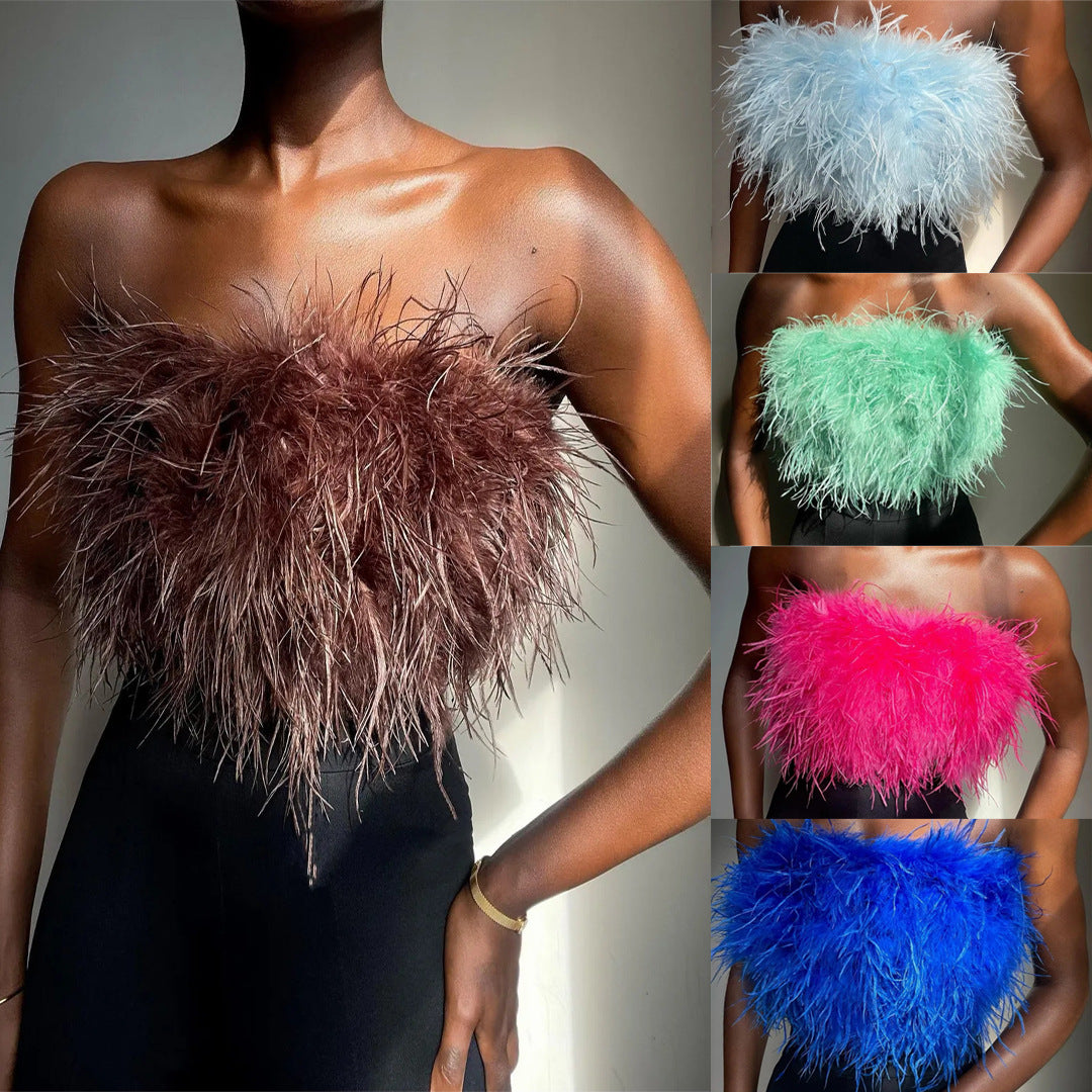 Fur! - Feather Fur Tube Top (7517947854936)