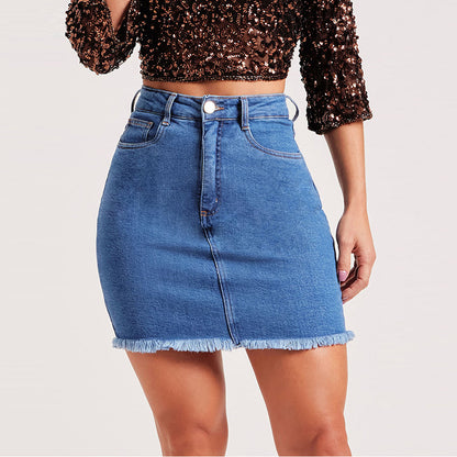 Slim-Fit Urbanwear - Denim Skirt (7520597770328)