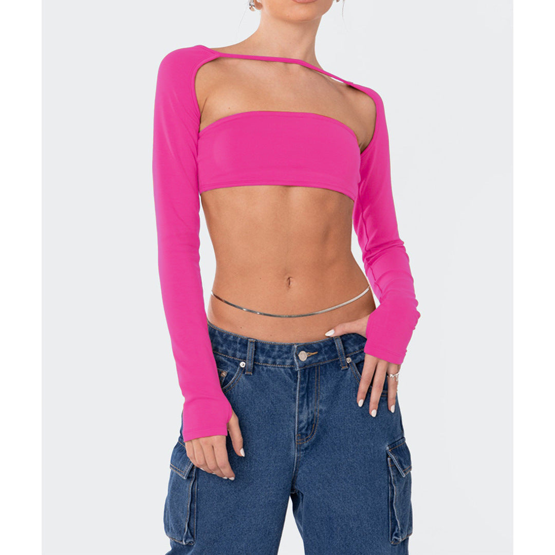 Backless Lace-Up Tube Top Finger Fit Design - Two-Piece Set Top (7518483972184)