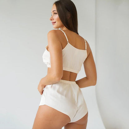 Camisole Cropped Silk Pajamas Set